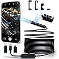 Pixaco Dual Lens Endoscope Camera with Light (1920 * 1440) Inspection Camera with 9 Adjustable LED Lights (16.5 ft) Semi Rigid Cable Borescope for iPhone, iPad, Samsung and Android Devices.