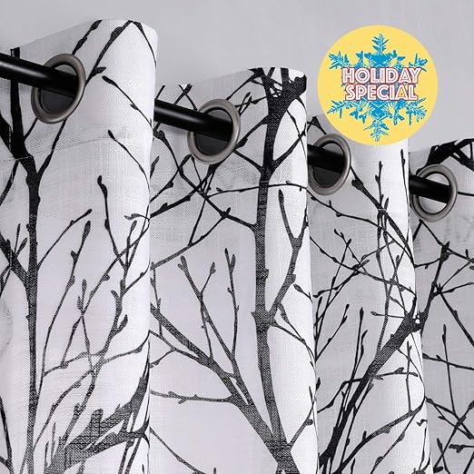 Amazon Com Fmfunctex White Black Semi Sheer Curtains For Bedroom