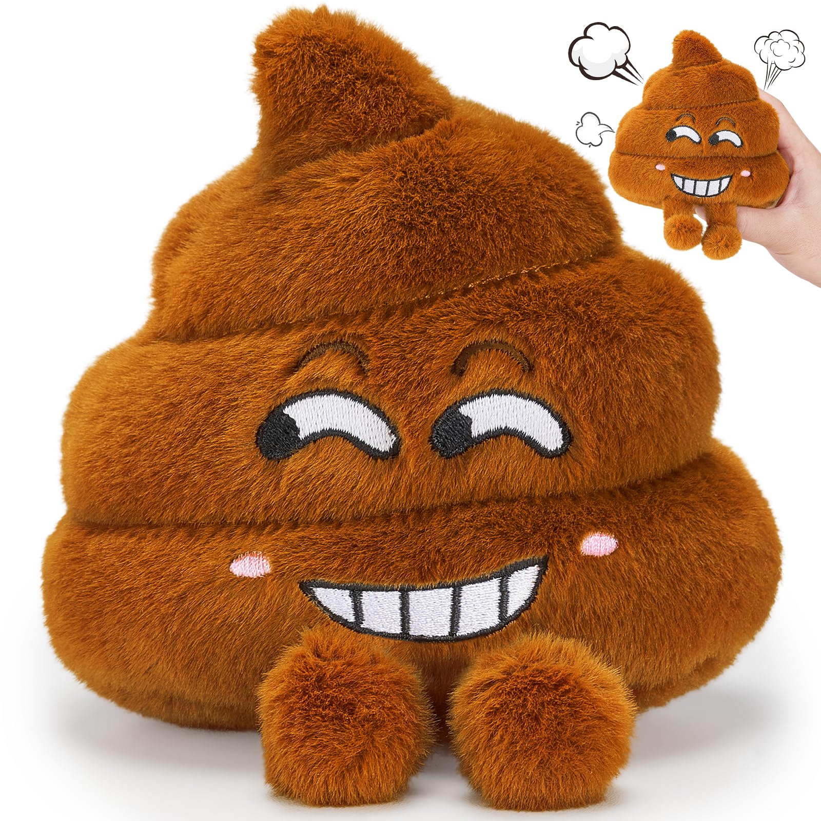 SnugBibble Farting Poop Plush Toy – Funny Poop Toy with 30 Hilarious Fart Sounds, Soft & Durable Gag Gifts for Kids, Pets, and Pranks – Great Décor for Home, Office, or Parties