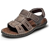 OKKO Mens Leather Sandals Open Toe Athletic Fisherman Sandal Casual Summer Outdoor Shoes for Men Grey, Size 9