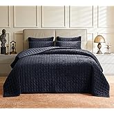 LR Rocaloca Luxurious Velvet Quilt Oversize King Size Set 120"x128" Ultra Soft Bedding Set Quilted Bedspread Coverlet with 2 Matching Pillow Shams for All Seasons,Blue Gray