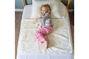 SNUGGLEKID Tuckable Side Bed Wetting Pads Toddlers, Reusable Washable Waterproof Baby Potty Training Mattress Pee Pads Sheet Protector Kids, 5 Absorbent Layers Exclusive No-Slip 39"x 29" Fits Twin Yellow Rabbit