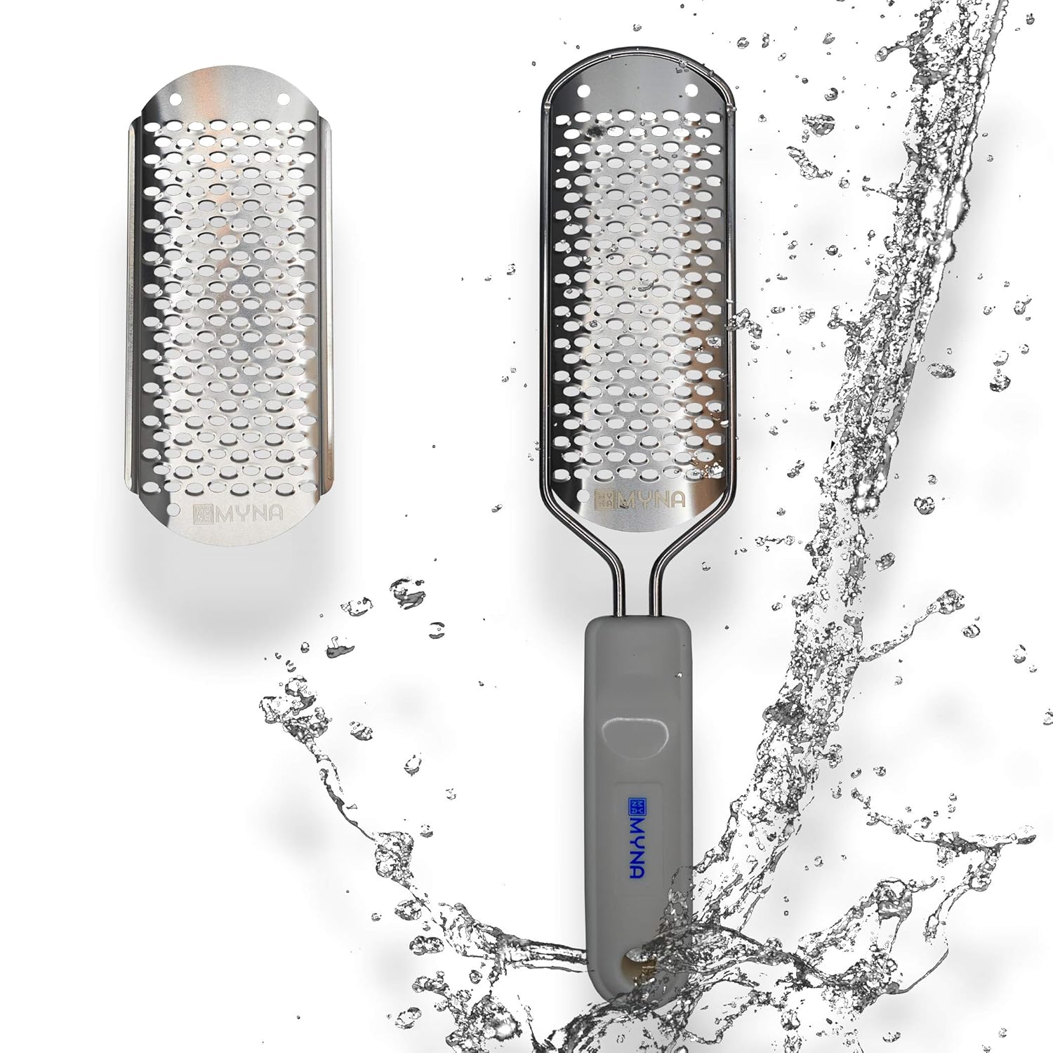 Stainless Steel Callus Remover Foot File Colossal Foot Scraper Foot Scrubber for pedicure kit professional Foot spa and Dead Skin Cracked Skin Corns Removal with Extra Blade Replacement - MyNa (Black) : Beauty