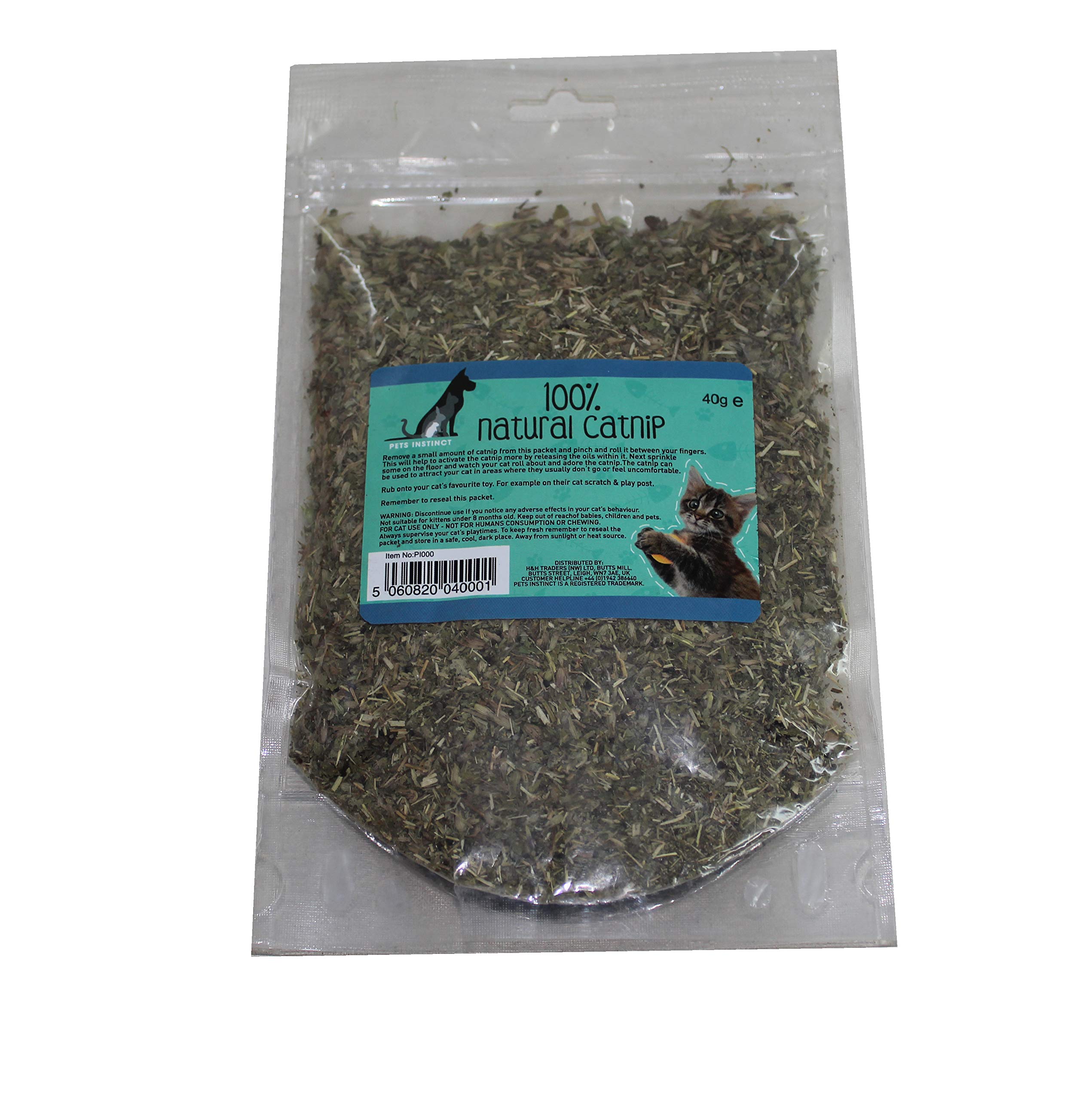 Pets Instinct 100% NATURAL CATNIP 40 GRAMS DRIED EXTRA STRONG CATNIP ORGANIC HERB FOR CATS