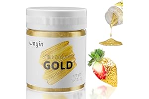 Gold Food Coloring Metallic Glitter Paint for Baking-Wayin Upgraded Vibrant Color Edible Glitter Cake Paint for Art Decorative Food Grade Shimmer Paint forCupcakes, Cookie, Donuts, Fondant, Candy,
