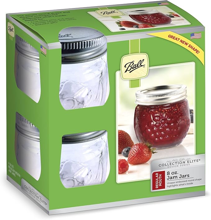 Ball Jelly Elite Collection Jam Jar (4 Pack), 8 oz, Clear Amazon.ca