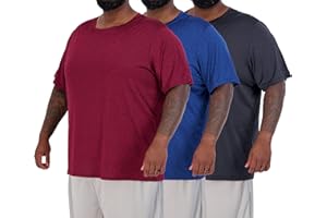Real Essentials 3 Pack: Men’s Big & Tall Tech Stretch Long-Sleeve & Short-Sleeve Dry-Fit T-Shirt (3XT-5XT)