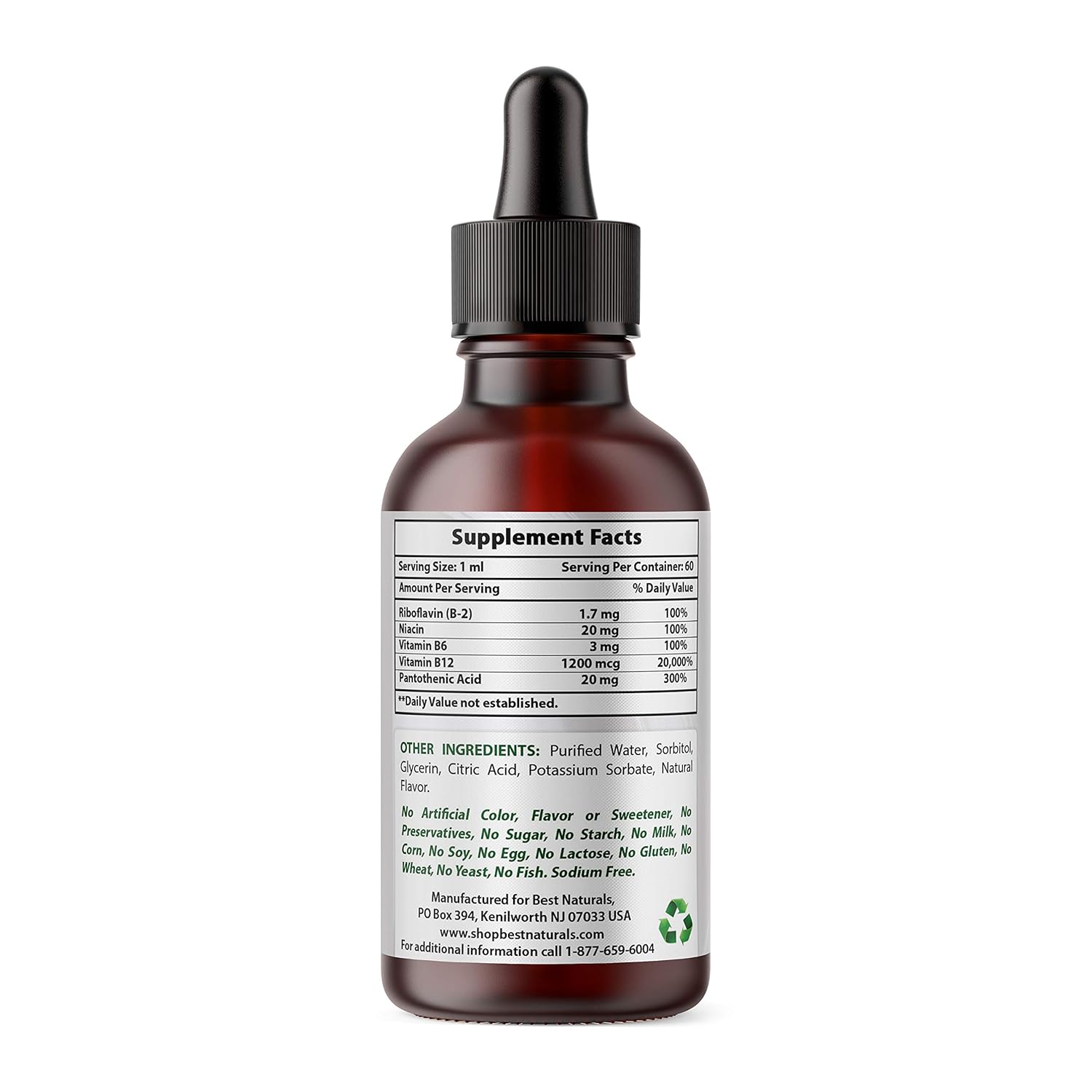 Best Naturals Vitamin B12 Liquid Complex 2 FL OZ (60 ML) Best