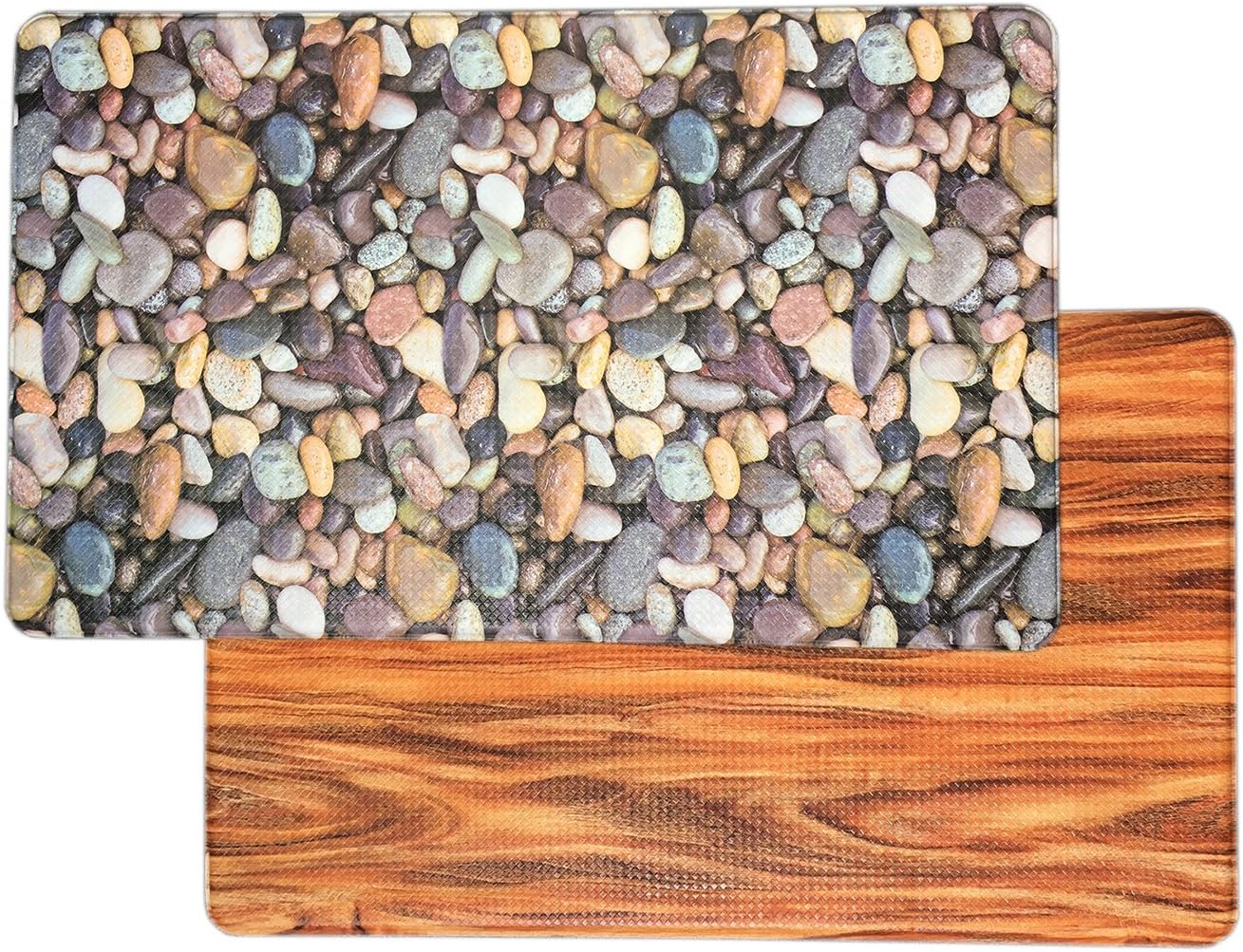 Art3d Premium Reversible Anti Fatigue Kitchen Mat Non-Slip Kitchen Rug Standing Floor Mat (18x30, Pebble & Wood): Kitchen & Dining