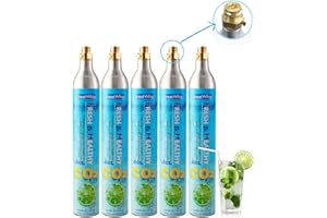 GreatWhip Threaded 60L CO2 Exchange Cabonation Cylinders, CO2 Cartridges Gas Canister Refill Compatible for Sodastream (Screw-In), Set of 5