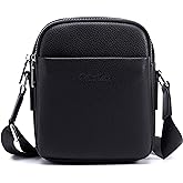 Colins Keirs Leather Crossbody Bag for Men, Shoulder Bag for Men, Man Purse with Zipper and Adjustable Shoulder Strap, Black Small