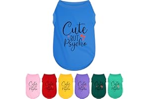 PAIAITE Expressive Polyester Dog Shirt Vest: Soft and Lightweight Puppy Shirt for Small and Medium Dogs, Featuring The Playful 'Cute but Psycho' Slogan Print Shirts Tank Top Blue M