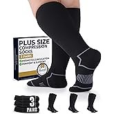 Pembrook Plus Size Compression Socks for Women Wide Calf - 3 Pairs, 20-30mmHg Extra Wide Calf Compression Socks, Up to 4XL