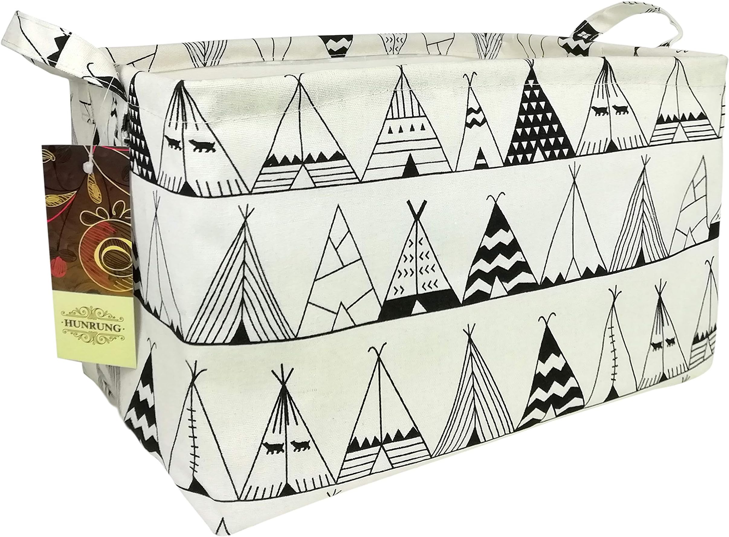 HUNRUNG Rectangle Storage Basket Cute Canvas Organizer Bin for Pet/Children Toys, Books, Clothes Perfect for Rooms/Playroom/Shelves (Tent)