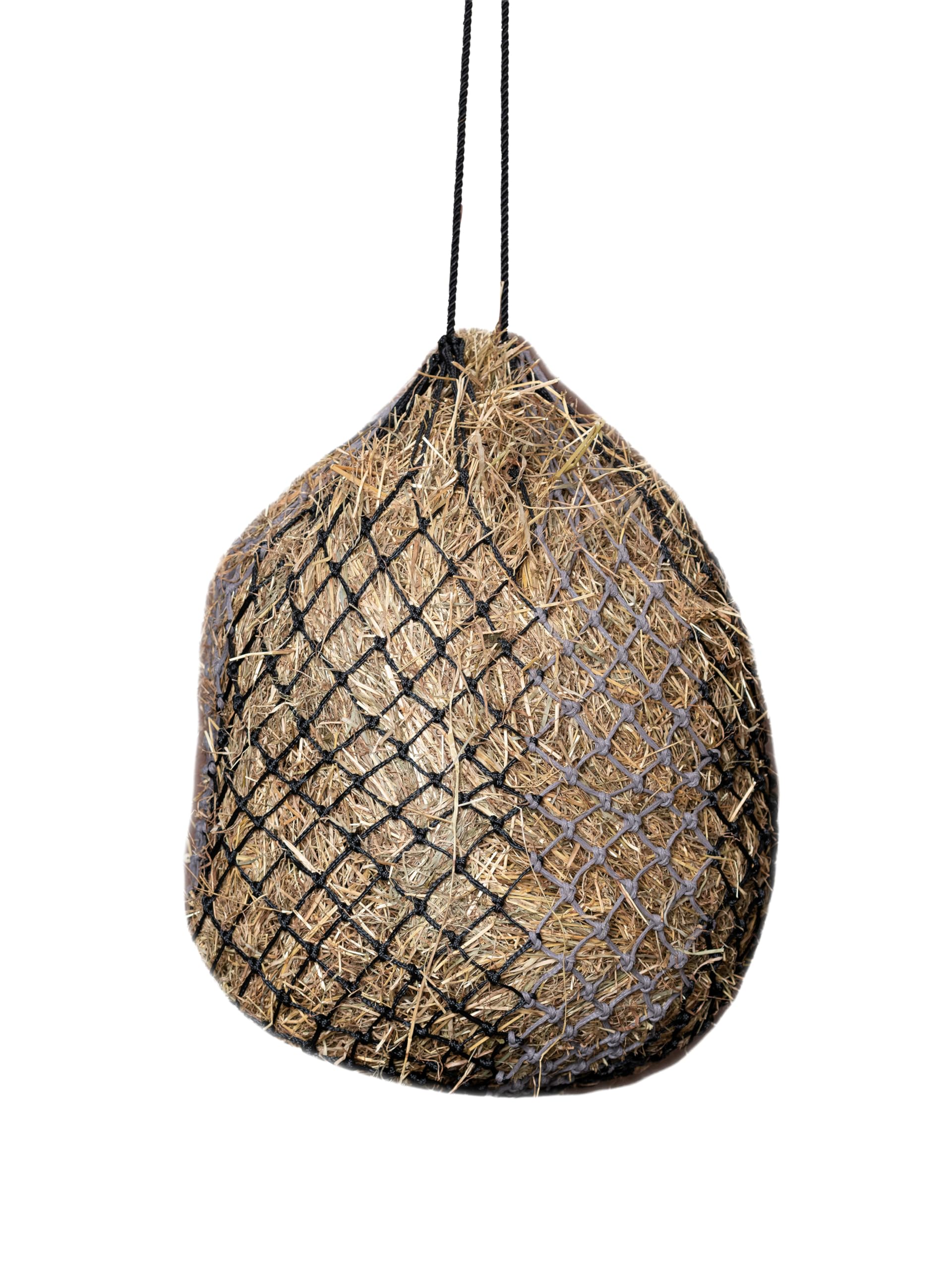 LeMieux Hippo Hay Net Horse Greedy Feeder in Black - Durable Long Lasting Yard Feeding Bag with Small Holes - One Size