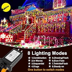 KNONEW 99ft 1216 LED Christmas Lights Outdoor 8