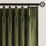 Olive Green Velvet Blackout Curtains 84 Inches 2