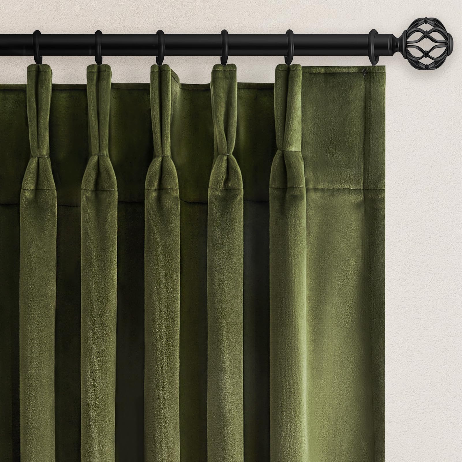 Photo 1 of *MINOR DAMAGE - USED*
Drapenova 96 inches long Green Velvet Curtains for Living room Bedroom Luxury Vintage Room Darkening Blackout Thermal Insulated Pinch Pleated Drapes Hunter Green 2 Panels With Hooks Track,60x96 Inches