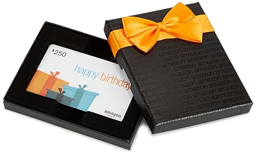 Amazon Com Amazon Com 250 Gift Card In A Black Gift Box Birthday Presents Card Design Gift Cards