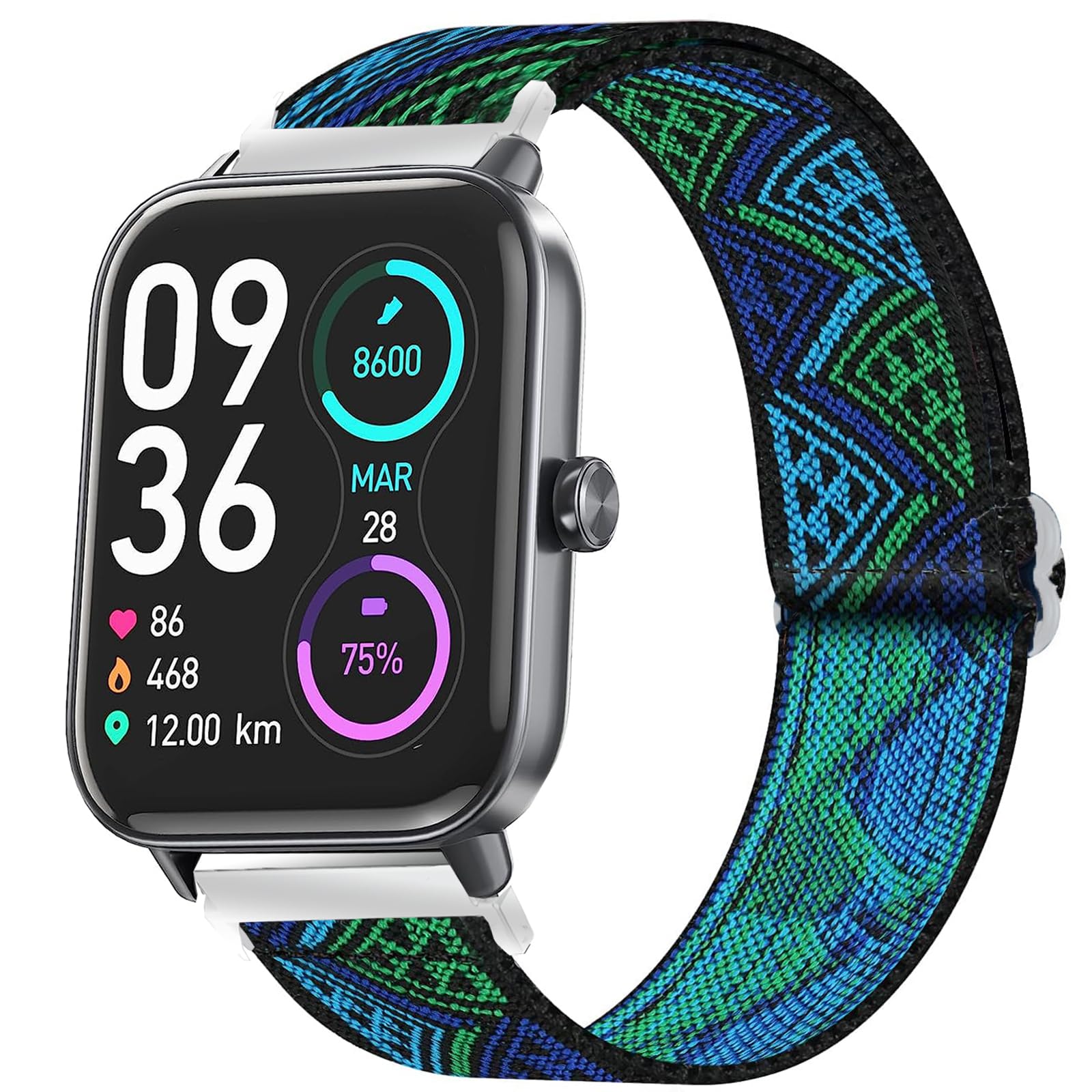 Blueshaweu 22mm Stretch Elastics Nylon Adjustable Replacement Strap Accessories for Men & Women Compatible with IDW13, IDW16, IDW19 Smartwatch