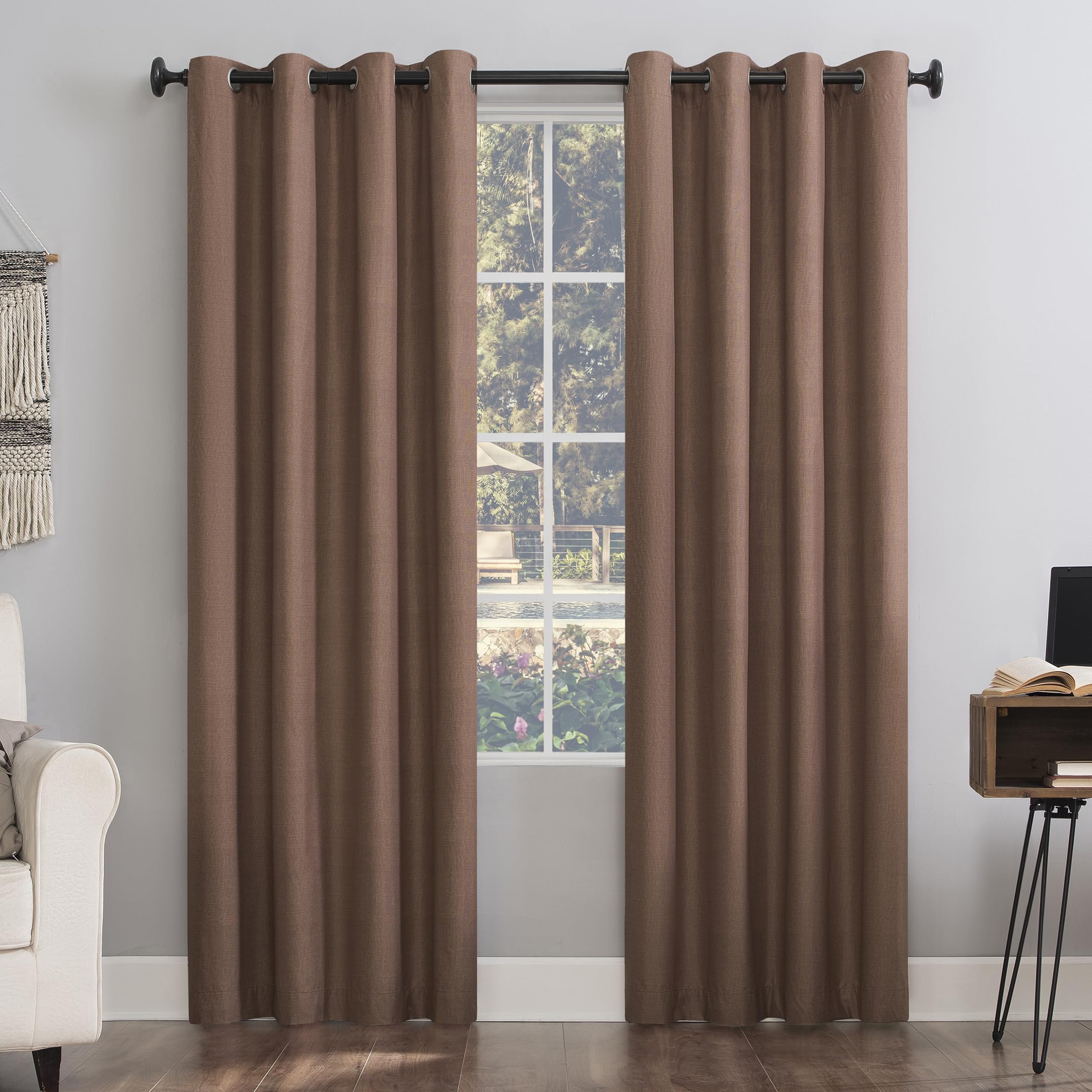 Sun Zero Columbia 2-Pack Thermal Energy Saving 100% Blackout Grommet Curtain Panel Pair, 50" x 84", Cedar