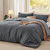 Bedsure King Comforter Set, Dark Gray Soft Prewashed Bedding for All Seasons, 3 Pieces GentleSoft™ Bed Set, 1 Lightweight Comforter (104"x90") and 2 Pillowcases (20"x36")