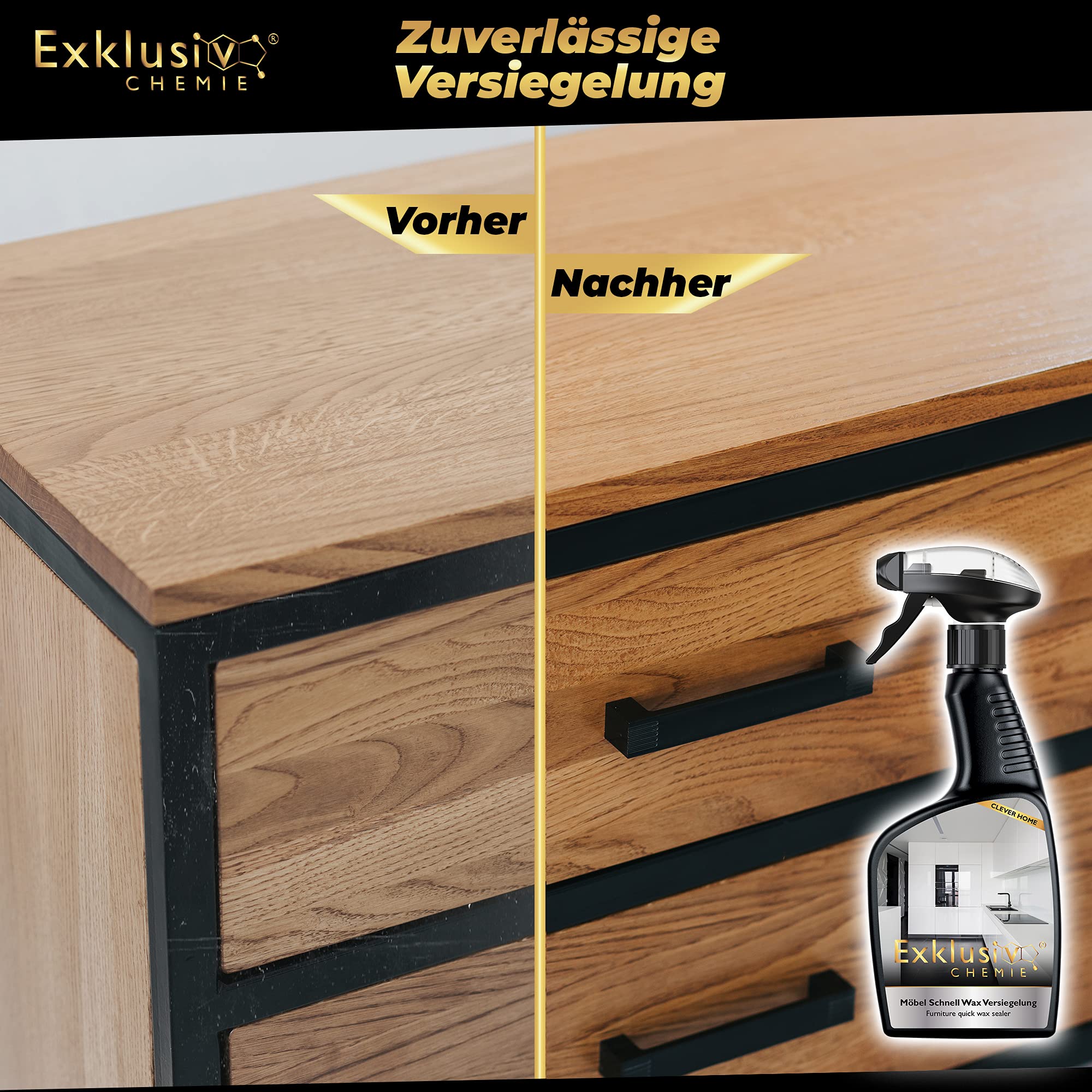 Exklusiv Chemie Möbel Schnell Wax | Hochglanz Versiegelung 500 ml 3