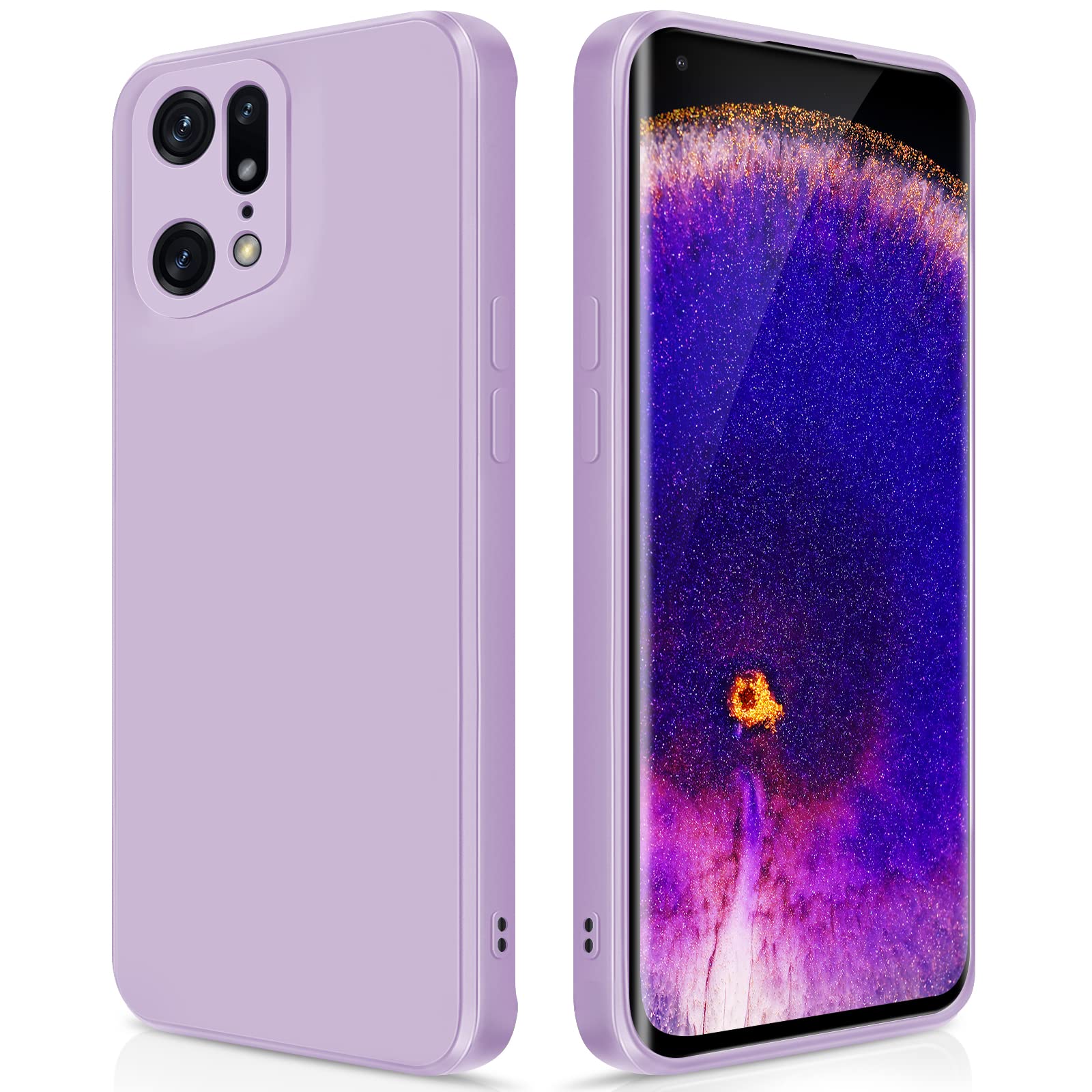 GiiYoon Case Compatible with OPPO Find X5 Pro, Silky-Soft Touch Full-Body Protective Phone Silicone Case, Shockproof Cover with Microfiber Lining, Purple — image 1