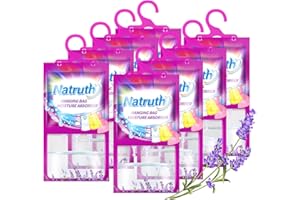 NATRUTH 8-PACK Moisture Absorber Bags With Lavender,Desiccant Hanging Bag Use for Kitchen Bathroom Wardrobe, Eliminates Odors，Odor Absorber Humidity Packs, Hanging Closet Dehumidifier Bags for Closet