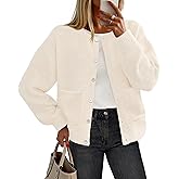 MEROKEETY Women's Long Sleeve Knit Cardigan Sweaters 2025 Fall Crewneck Button Open Front Jackets with Pockets