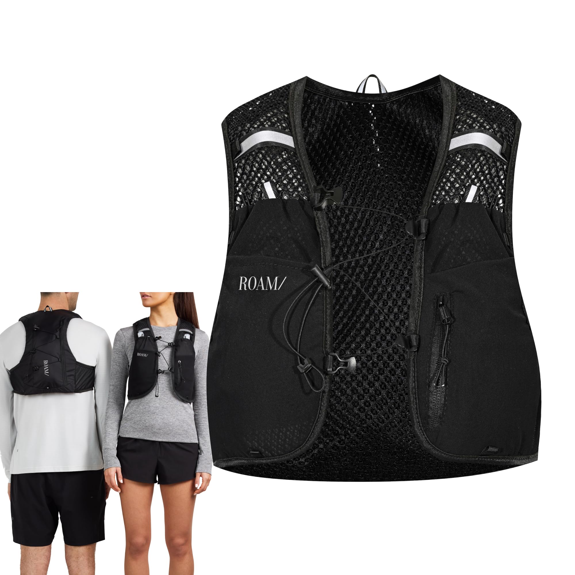 ROAM/ Elite 5L Hydration Race Vest - Professional Ultralight Running Pack for Marathon, Trail Running, Cycling & Hiking - Adjustable Unisex Fit (S) (Bottles not included)