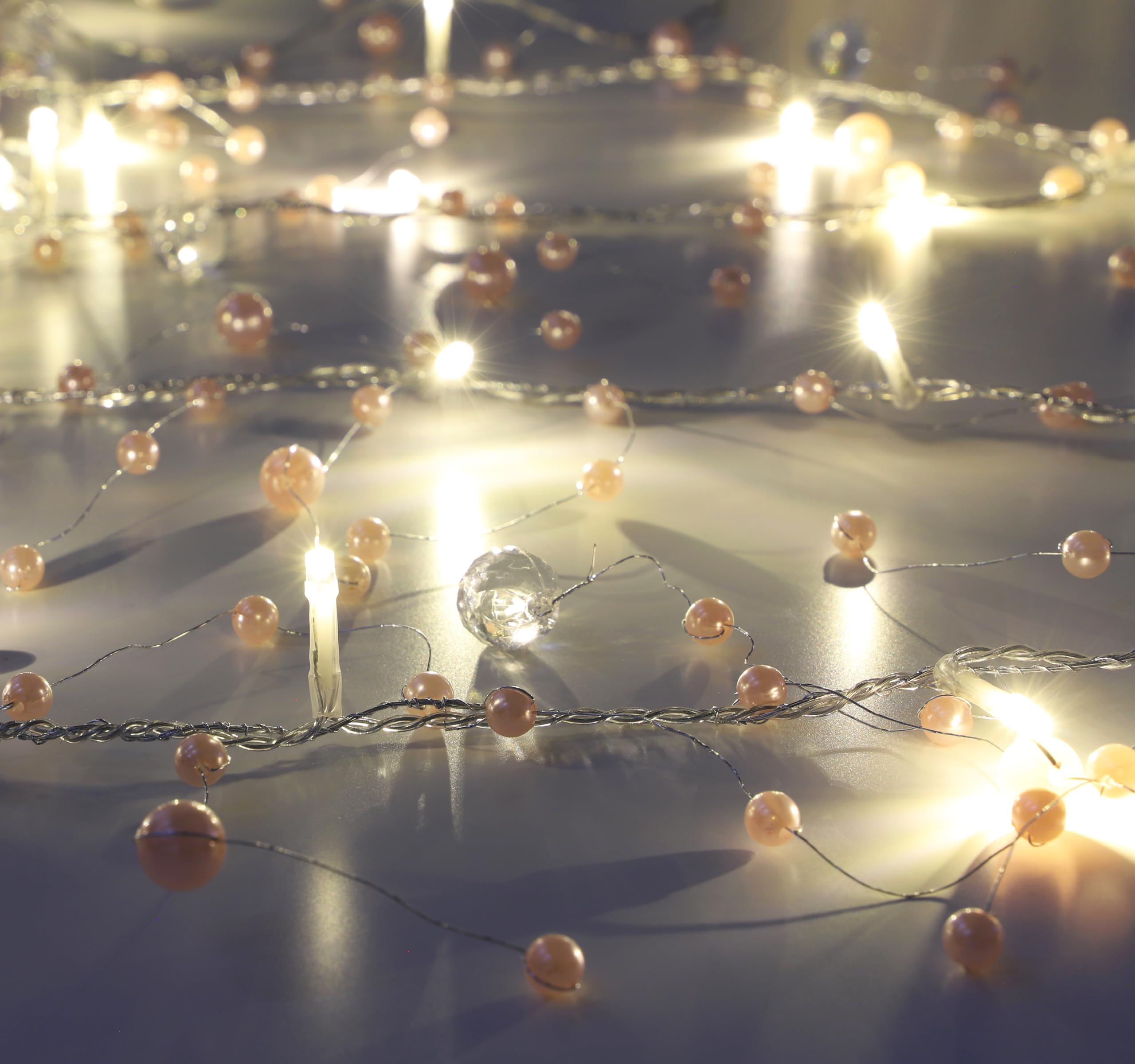 Christmas Concepts® 2m (6.5ft) 20 Beaded LED String Lights - Garland Party Decorations - Weddings & Christmas (Baby Pink)