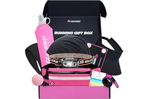 CALMCREST Pink Running Gift Box for Women – 10 Premium Running Essentials, Includes Running Belt, Waterproof Headlamp, Water 