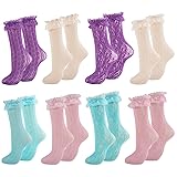 MKYSZLT Womens Lace Ankle Socks Ruffle Frilly Dress