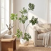 Jexine 6 ft Artificial Sumac Tree, Tall Fake Sumac Tree with White Pot, Faux Mahonia Fortunei Plants Spring Fake Plant for Indoor Outdoor Office Living Room Home Patio Greening Porch Decor
