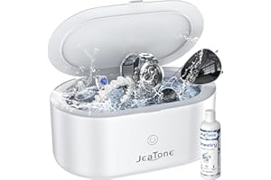Ultrasonic Jewelry Cleaner Machine, JeaTone 20oz 46KHz Professional Ring Cleaner with 304 Stainless Steel Tank for All Jewelry, Eyeglasses, Watch Strap, Retainer, Dentures White