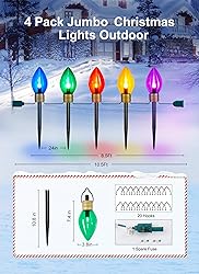 Brightown Jumbo C9 Christmas Pathway Lights Outdoor