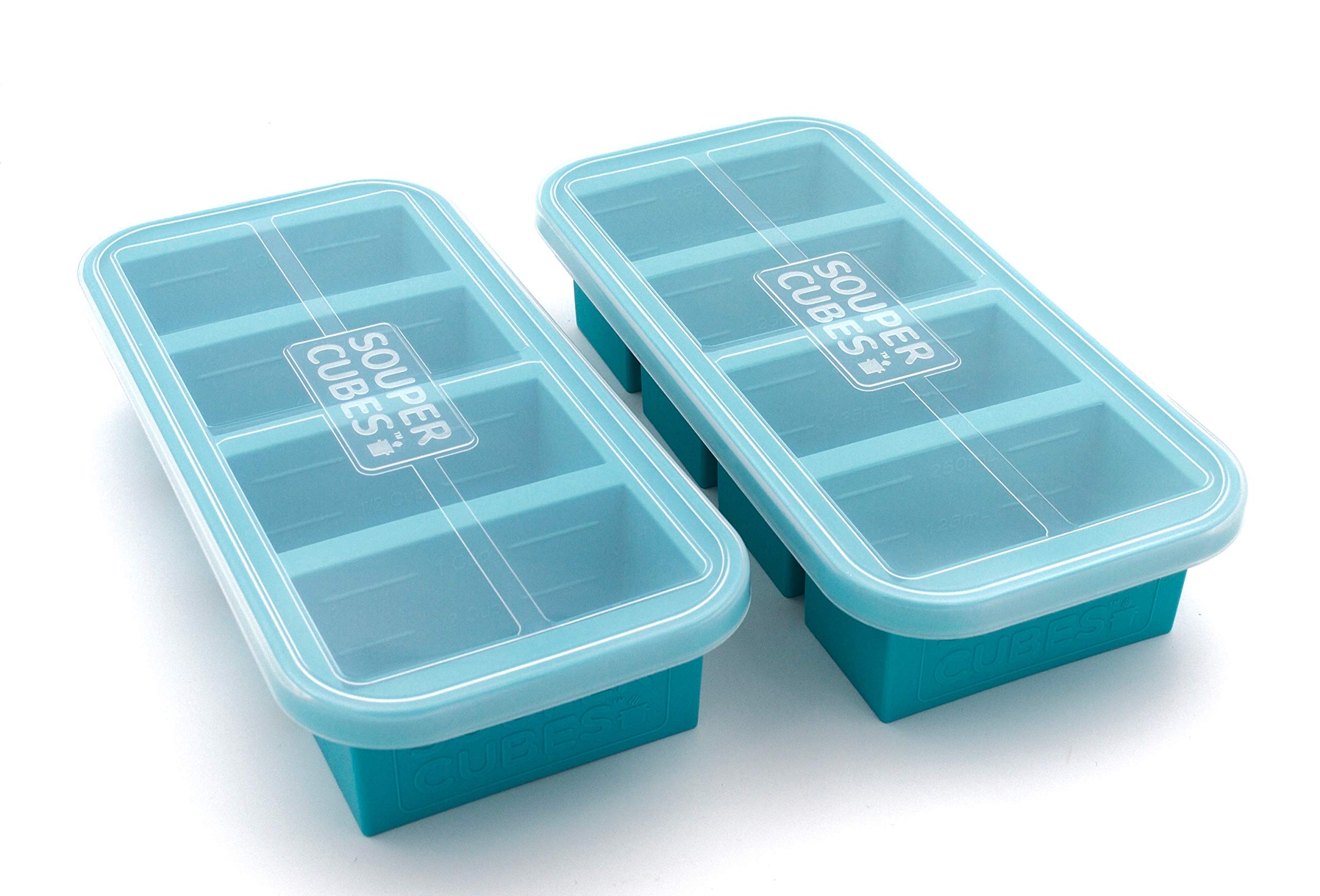 Souper Cubes ExtraLarge Silicone Ice Cube Tray with Lid 2 pack