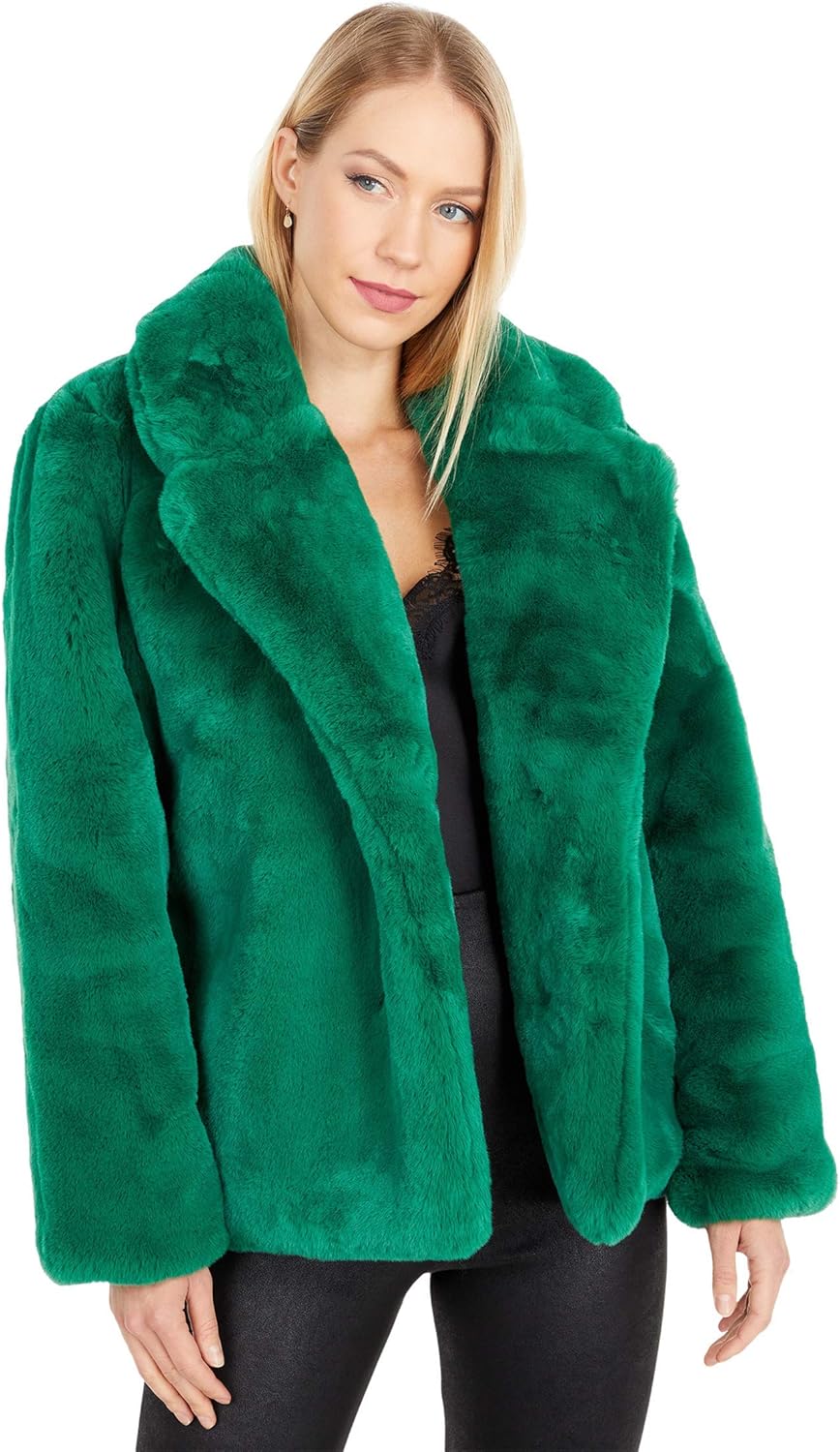 green faux fur jacket