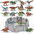 Oriate 12PCS Mini Dinosaurs Figures Figurines Toys for Kids 3-5 5-7, Capture n Escape Dino World Playset, Including 6 Dinosau