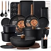 CAROTE 31pcs Pots and Pans Set Non Stick, Detachable Handle Cookware, Black | Baking Pans Set, Induction Compatible, Dishwasher &amp; Oven Safe, Space Saving, Camping Cooking Set, Kitchen Set