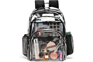 KUI WAN Clear Backpack, Clear Bag Large Clear Backpack Heavy Duty PVC Transparent Bag for Stadium,Work