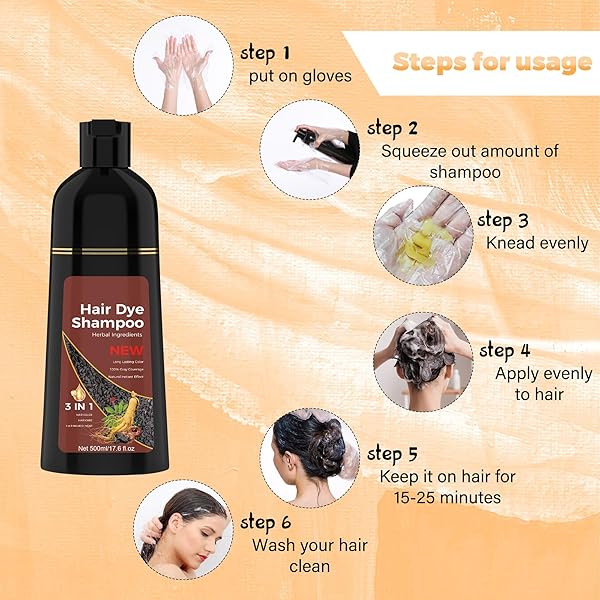 LANCITY HAIR DYE SHAMPOO HERBAL GREY COVERAGE HAIR DYE SHAMPOO 3 IN 1 HAIR COLOR SHAMPOO FOR HAIR INSTANT FOR MEN & WOMEN ( DARK BROWN)