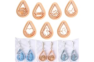 Puocaon Mystic Boho Clay Cutters - 7 Pcs Teardrop Polymer Clay Cutters for Earrings Making, Cute Cats Clay Earring Cutters, Flower Teardop Cutters for Jewelry Making, Butterfly Clay Jewelry Cutters