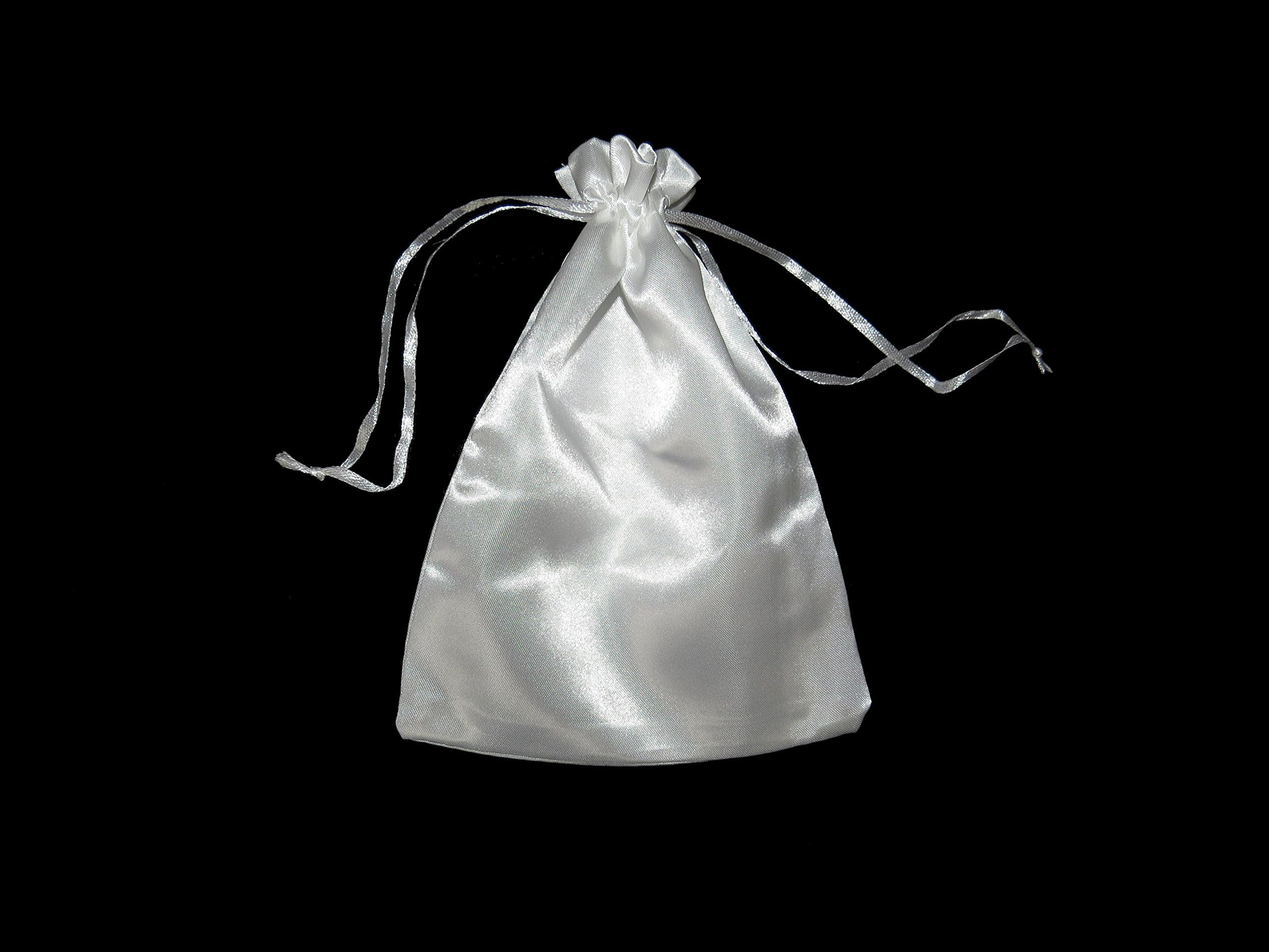 BEAUTIFUL 12 PACK LARGE WHITE SATIN DRAWSTRING GIFT BAGS - JEWELLERY WEDDINGS FAVOUR