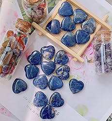 QINJIEJIE 20 PCS Sodalite Heart Crystals Natural