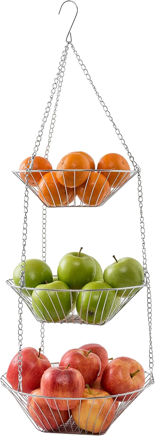 Mack - Hängender Obstkorb/Gemüsekorb aus Metall | Küchenampel für mehr Platz auf Ihrer Arbeitsplatte als 3-teiliges Set