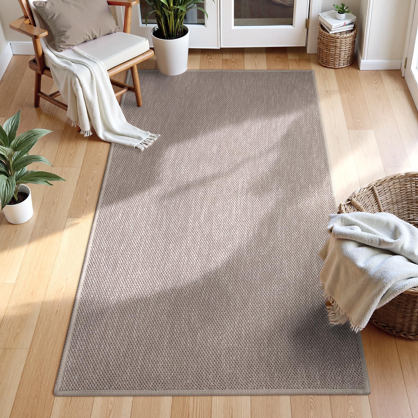 Photo 1 of Seavish Boho Area Rug 3x5 Taupe Cotton Woven Area Rug for Bedroom Washable Entryway Rug Small Rug for Living Room Modern Farmhouse Kitchen Rugs Non Slip Neutral Accent Throw Rugs for Dorm Office