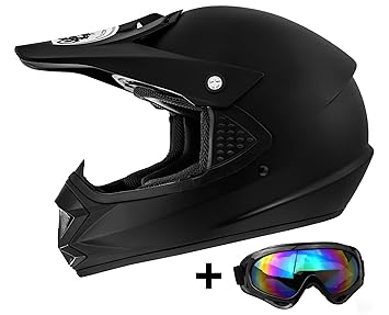 ATO Moto Kids Pro Kinderhelm in Schwarz Matt inklusive MX Motorrad Brille pocket bike
