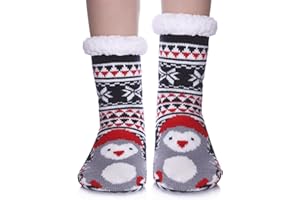 Yebing Kids Boys Girls Slipper Socks Cute Animal Fuzzy Winter Warm Fleece Lining Christmas Socks With Grippers